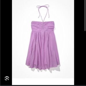 American Eagle Ruched Halter Mini Dress